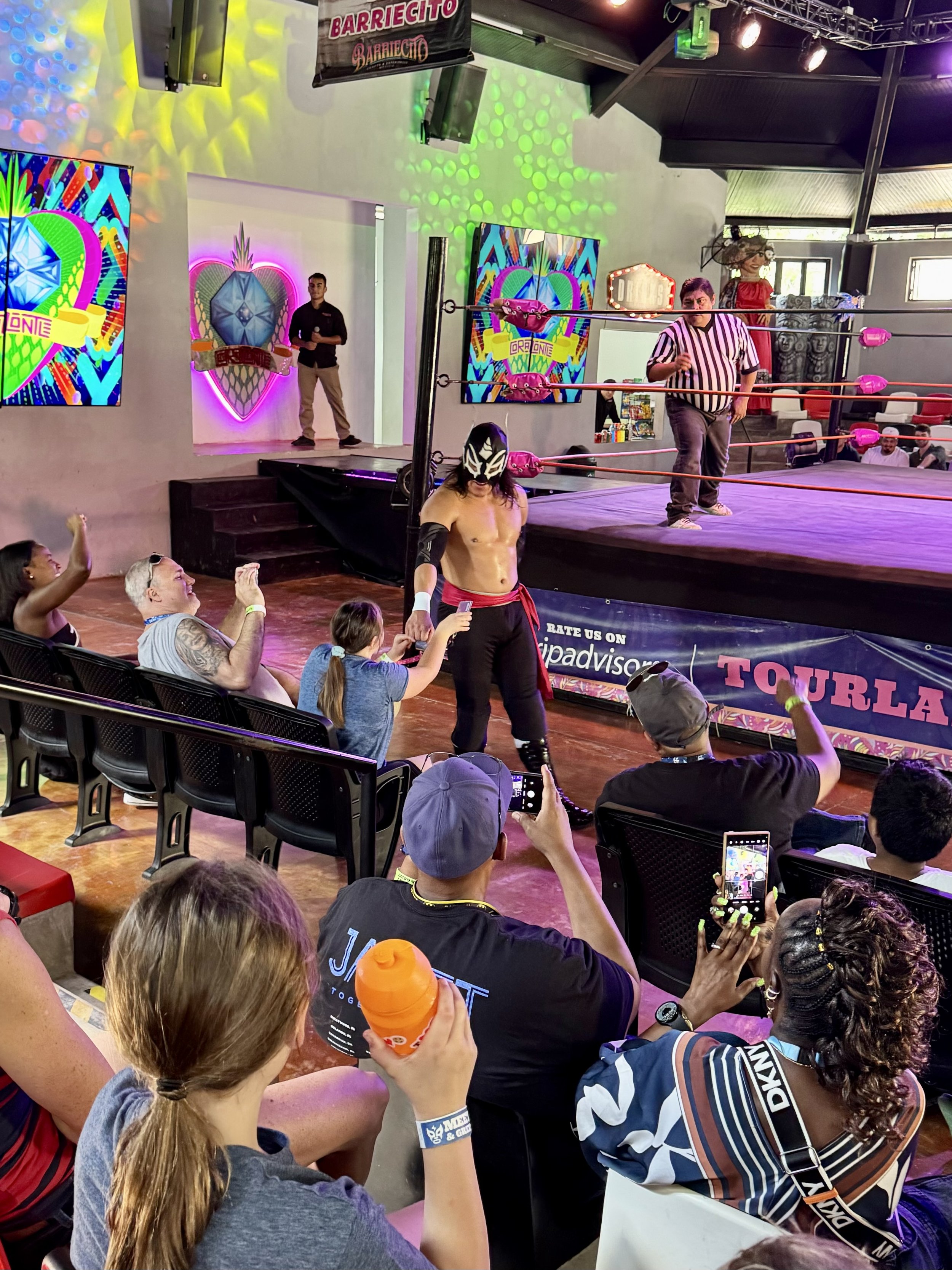 Lucha Libre wrestling performance with audience on cruise ship entertainment venue