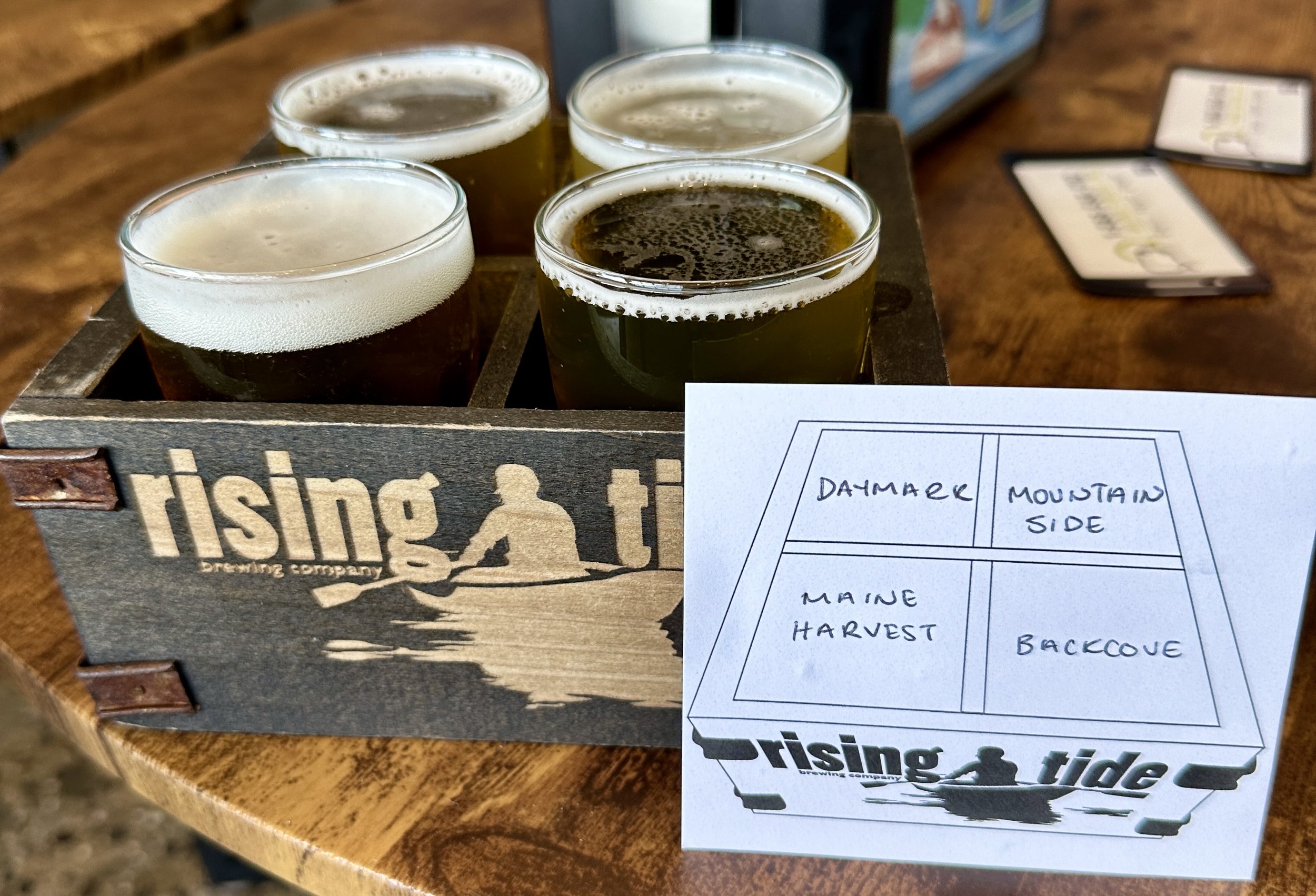 Rising Tide Brewing Company beer flight tasting sampler