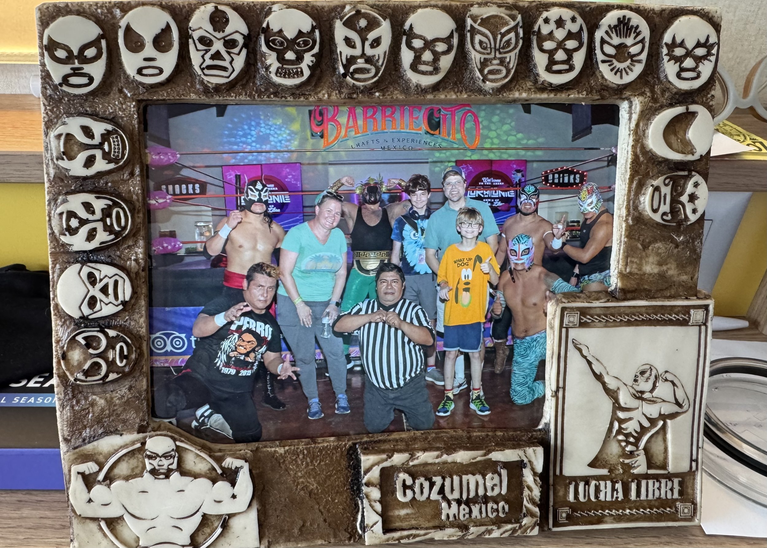 Barriccito Mexico Cozumel lucha libre wrestling event with family and performers