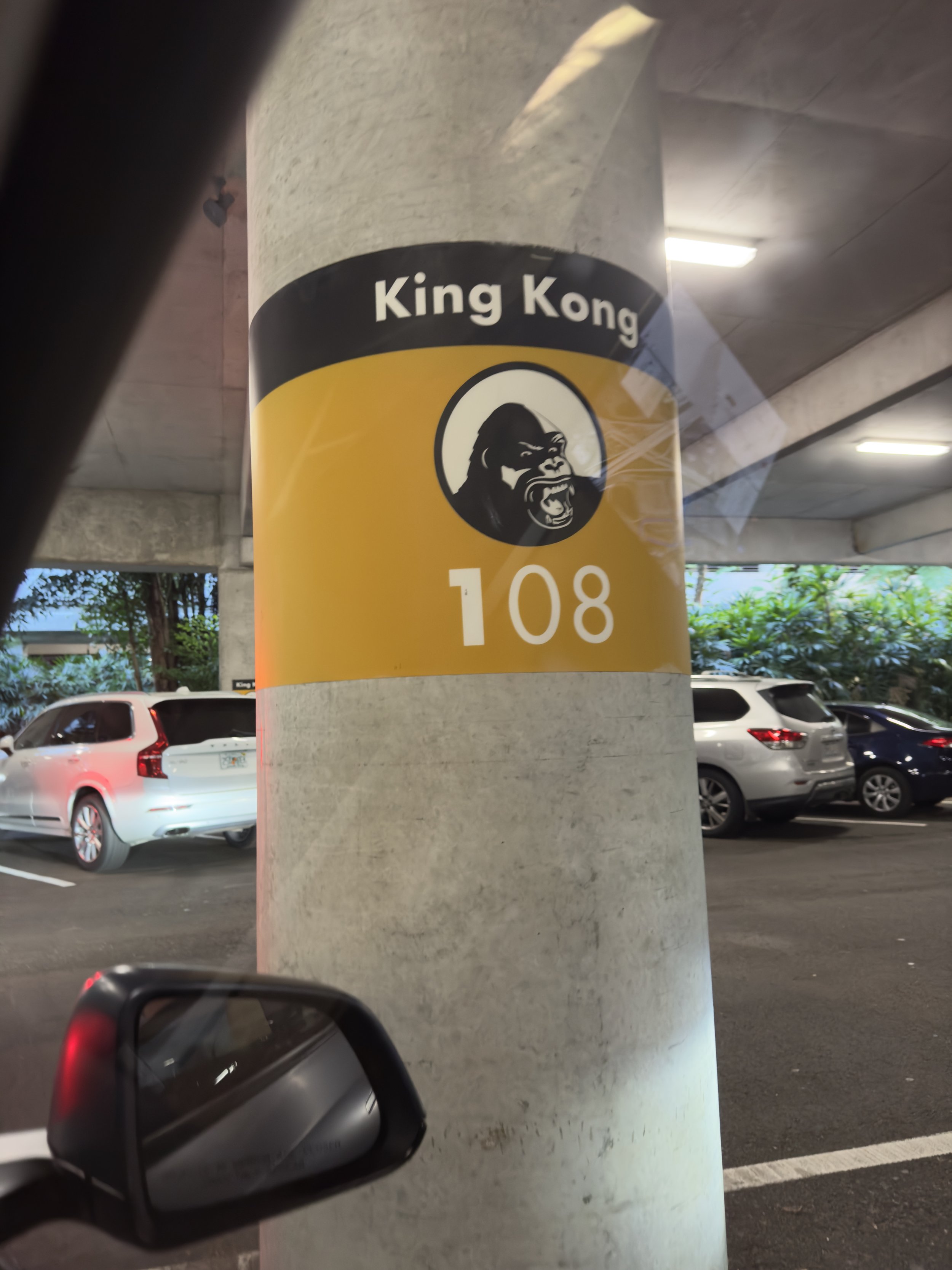 King Kong parking level 108 garage column sign